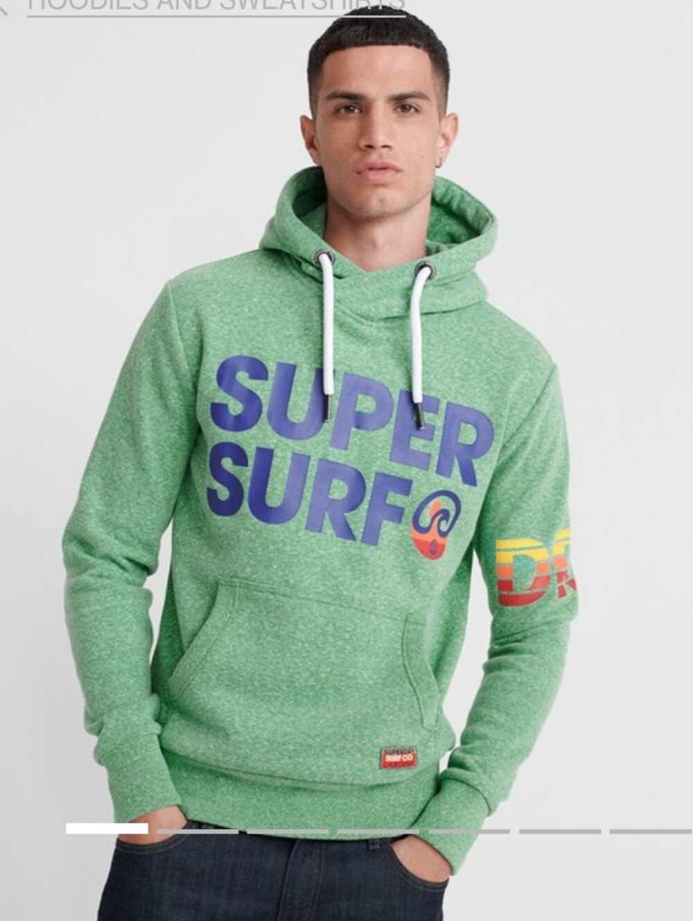 NEW Superdry Surf Undercurrent Cross Over Hoodie Sz Medium Green Sweatshirt